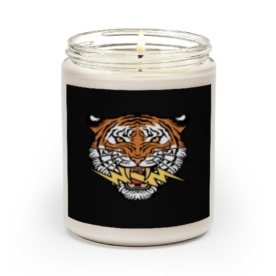 Tiger face and lightning bolt Scented Candles
