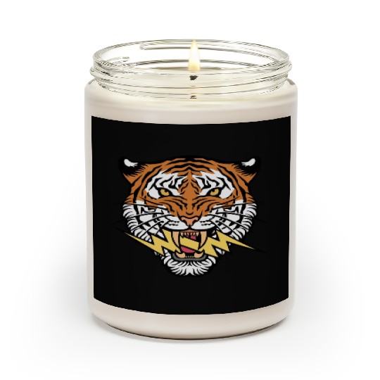 Tiger face and lightning bolt Scented Candles