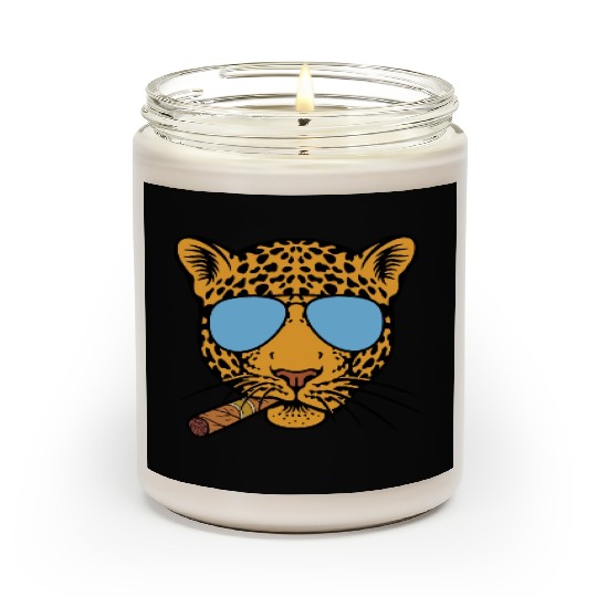 Jaguar with aviator sunglasses and Cuban cigar Scented Candles