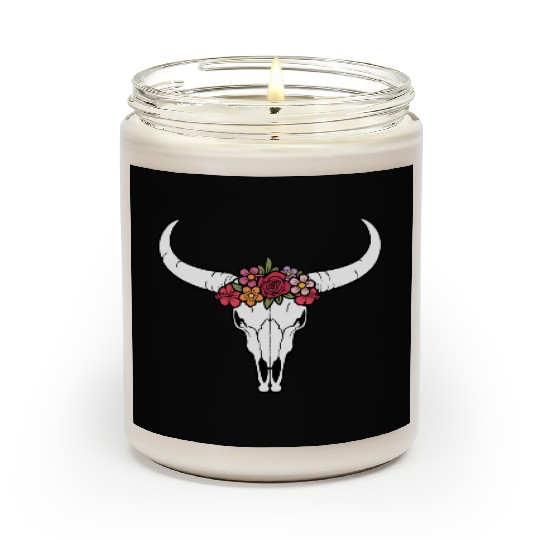 Floral bull skull Scented Candles