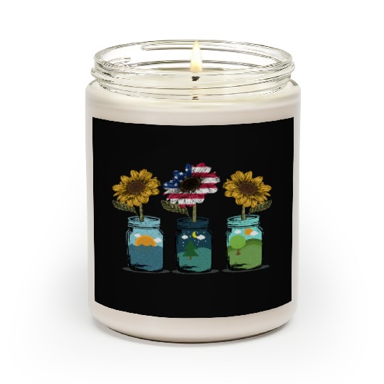 American Sunflower Women Patriotic Mom Scented Candles