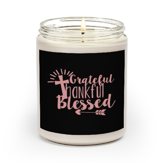 Grateful Thankful And Blessed Jesus Cross Scented Candles