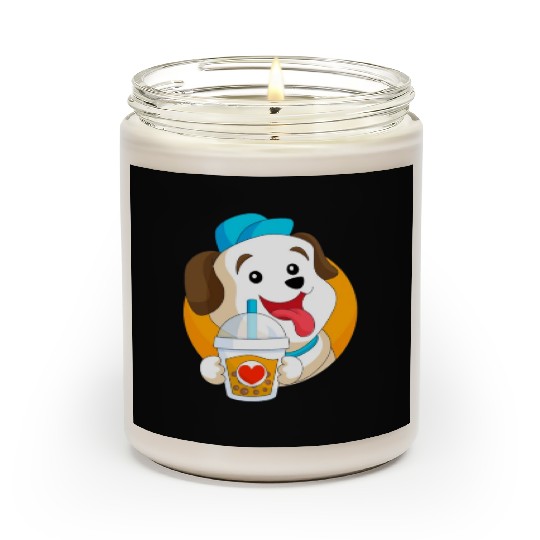 Kawaii Dog Loves Scented Candles Boba Tea Bubble Tea Anime