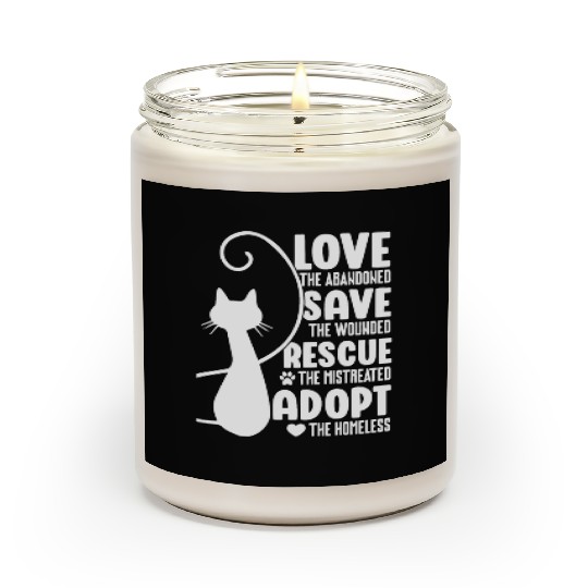 Love Save Rescue Cat Lover Kitty Cats Mom Dad Scented Candles