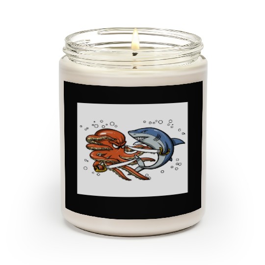 Octopus Shark Pirate Battle Scented Candles