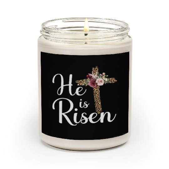He Is Risen Jesus Christ Cross Easter Sunday Scented Candles