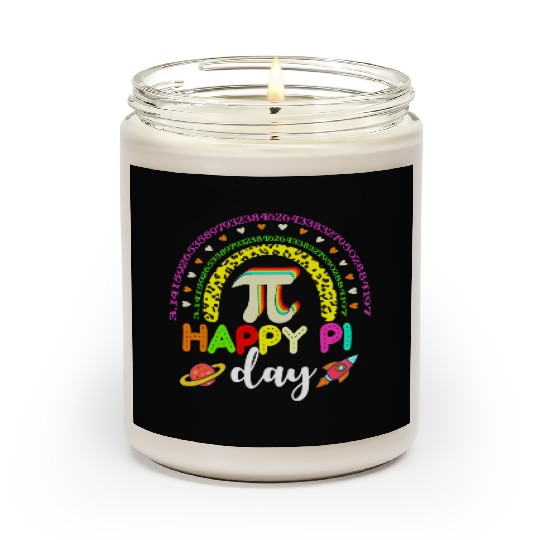 happy pi day mamatic math teacher leopard rainbow Scented Candles
