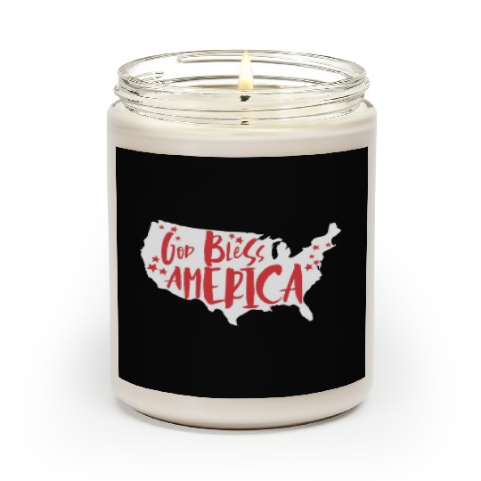 God Bless America USA Map Patriotic 4th of Julygod Scented Candles