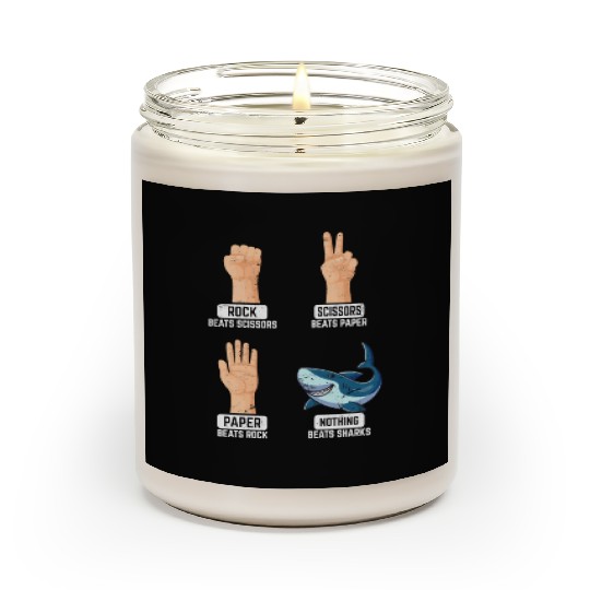 Rock Paper Scissors Nothing Beats Sharks Funny Sha Scented Candles