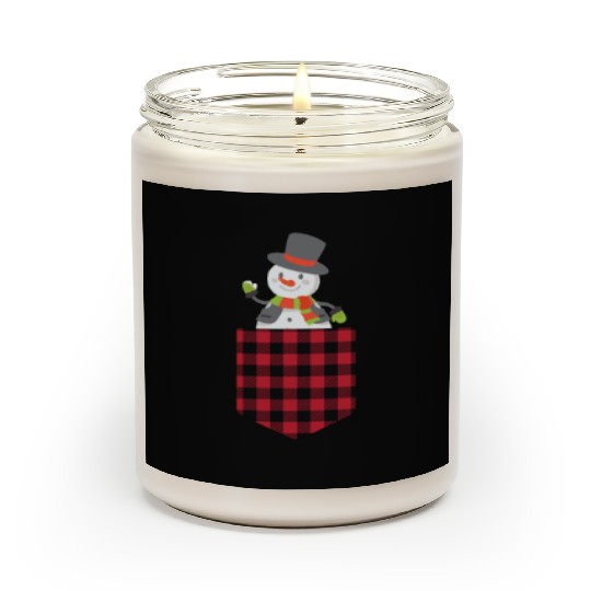 Christmas Cute Snowman In Buffalo Plaid Pocket Scented Candles