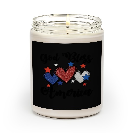 God Bless America Patriotic USA Hearts 4th of July Scented Candles