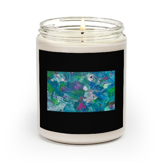 Abstract Blue Teal Brushstrokes Painting Scented Candles