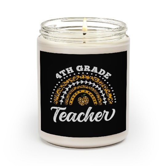 4th Grade Teacher Leopard Rainbow Back To School Scented Candles