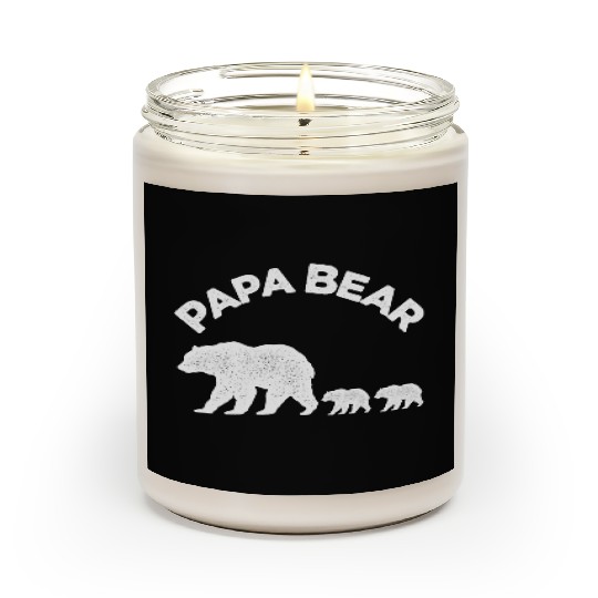 Vintage Papa Bear with Two Cubs Daddy Bear Twin Scented Candles