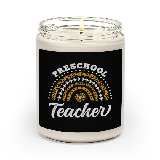 Preschool Teacher Leopard Rainbow Back To School Scented Candles