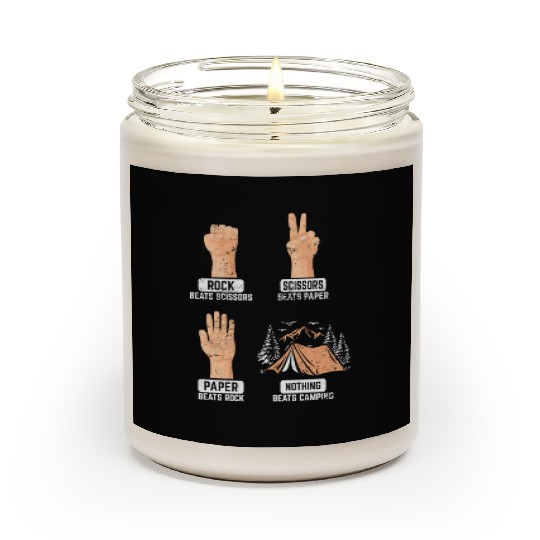 Rock Paper Scissors Nothing Beats Camping Funny Ca Scented Candles
