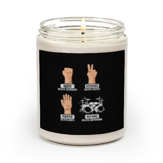 Rock Paper Scissors Nothing Beats Drumming Funny D Scented Candles