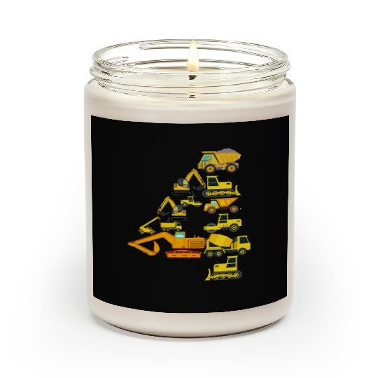 4th Birthday Construction Trucks For 4 Year Old Scented Candles