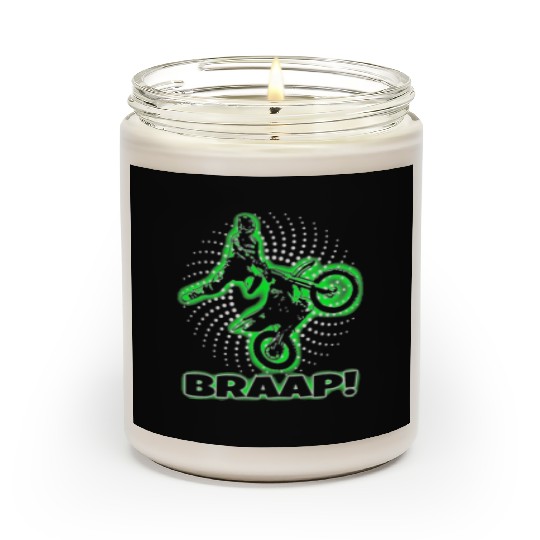 Braap Green Motocross Dirt Bike Scented Candles