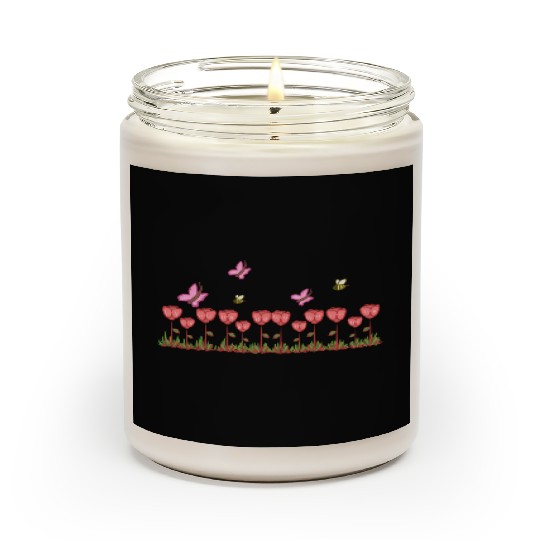 red roses line butterfly nature grass Scented Candles