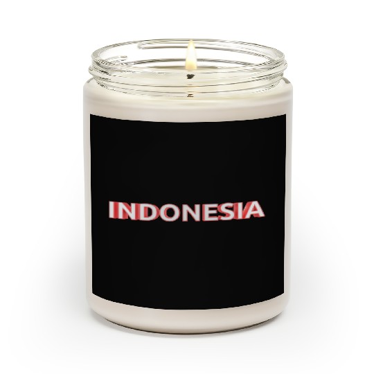 text indonesia red and white color bold style 3d Scented Candles