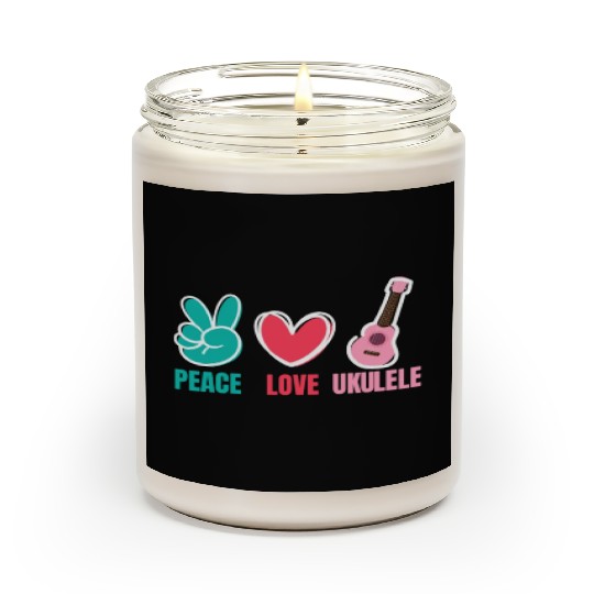 Peace Love Ukulele Guitar Music Scented Candles