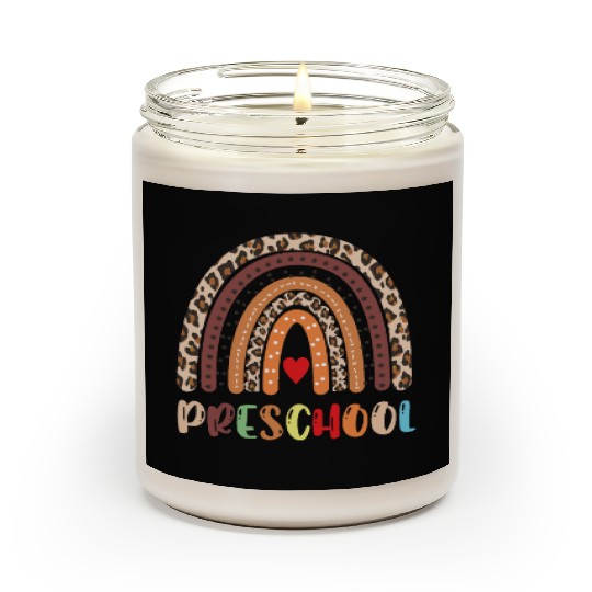 Preschool Teacher Leopard Rainbow Back To School Scented Candles