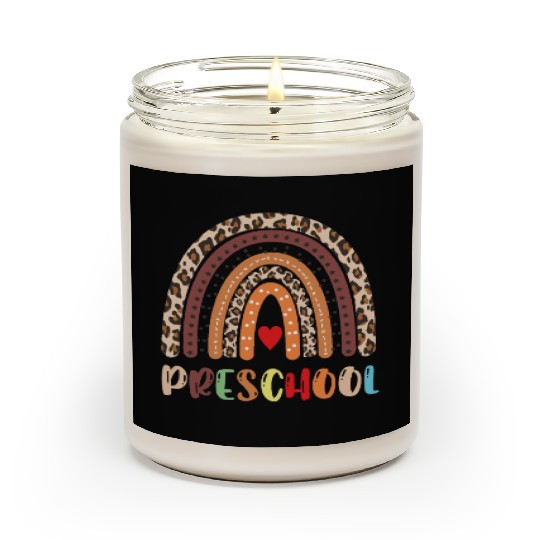 Preschool Teacher Leopard Rainbow Back To School Scented Candles