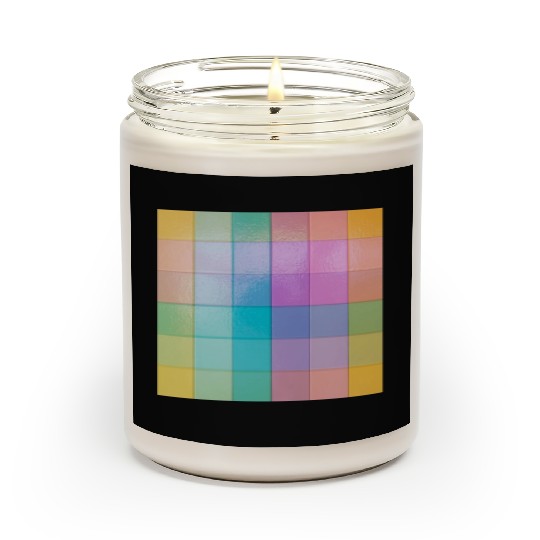 Rainbow Shimmer Multi Squares Pattern Scented Candles
