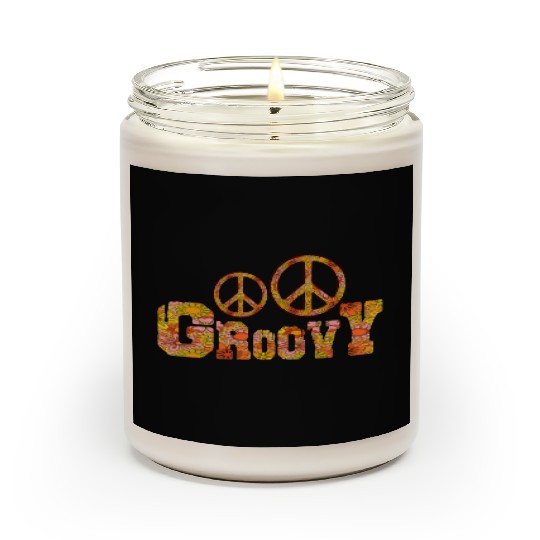 Psychedelic groovy Peace Scented Candles