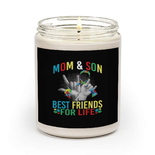 Mom And Son Best Friends For Life Autism Awareness Scented Candles