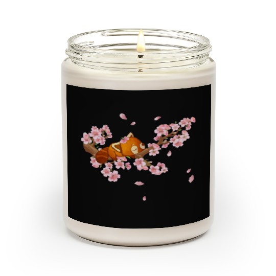 Cute Japanese Art Cherry Blossom Kawaii Red Panda Scented Candles