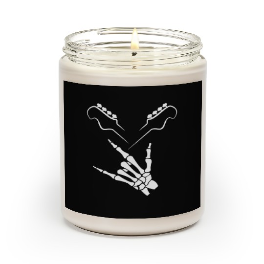 Rocker Skeleton Hand Rock On Rock Star Guitar Scented Candles