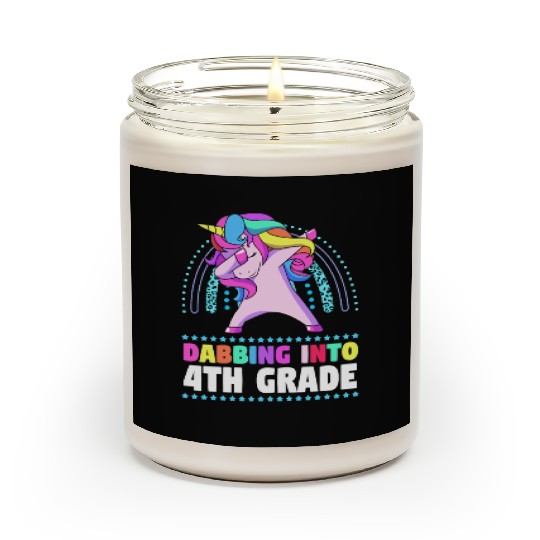Back To School Dabbing Unicorn Rainbow 4th Grade Scented Candles