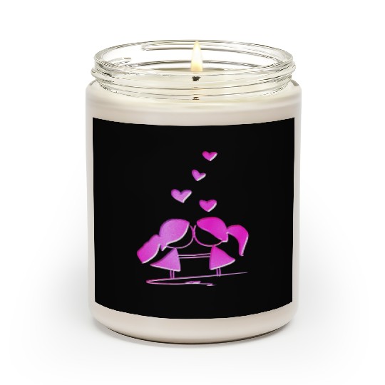 Loving couple lesbian pink glitter love Scented Candles