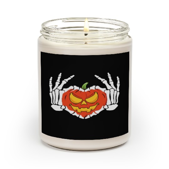 Skeleton Hand Heart Sign Funny Halloween Scented Candles