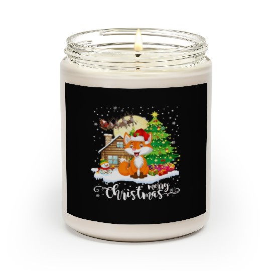 Funny Cute Fox Lover Merry Christmas Gift Scented Candles
