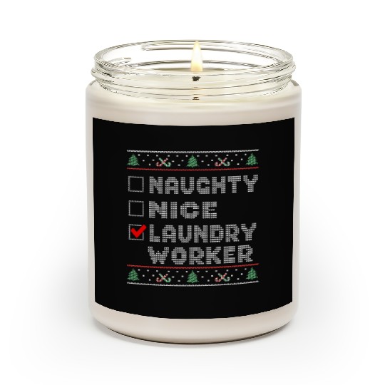 Naughty Nice Laundry Worker, Matching Christmas Scented Candles