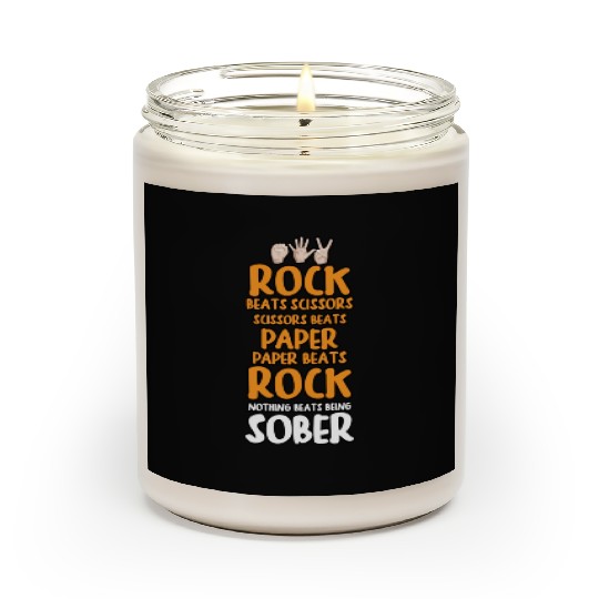 Sobriety Gift for Men or Women Rock Paper Scissors Scented Candles