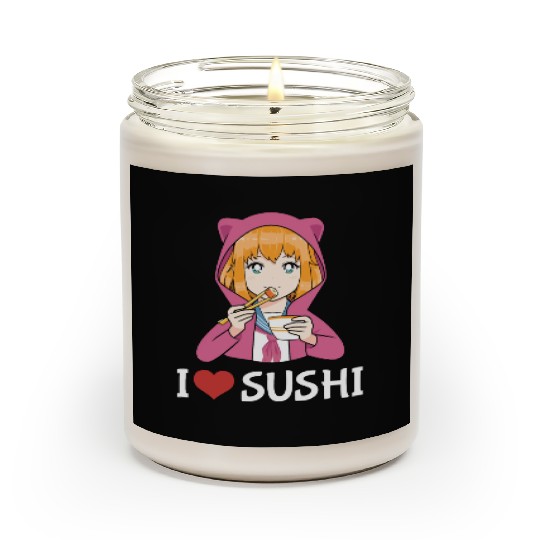 Kawaii Anime Girl I Love Sushi Scented Candles