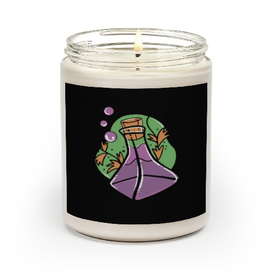 A glass of purple poison with Fall leaves Scented Candles