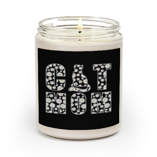 Cat Mom Cute Flowers Gift for Cat Lover Scented Candles