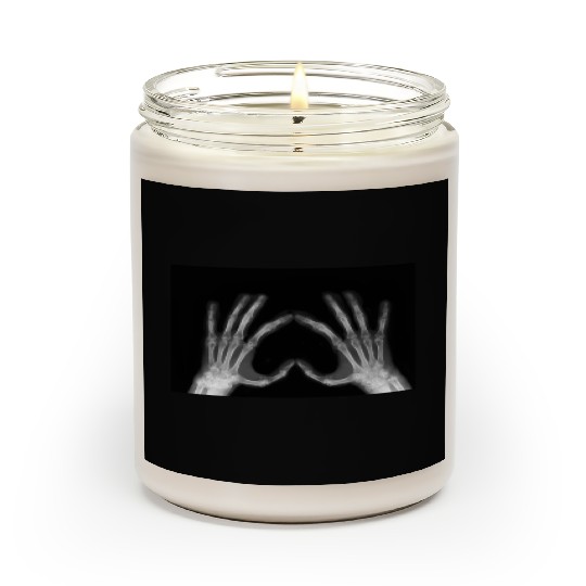 Skeleton Hand Heart Sign Bones Funny Halloween Scented Candles