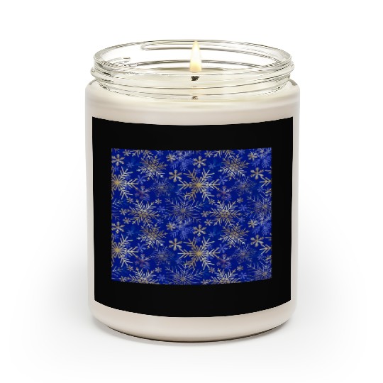 Snowflakes Pattern Blue Gold Scented Candles