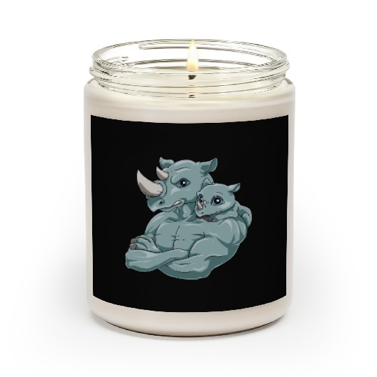 Strong Rhino with Rhino Kid for a Rhinoceros Scented Candles