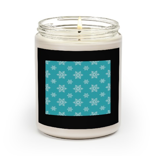 Decorative Teal Snowflakes Pattern Scented Candles