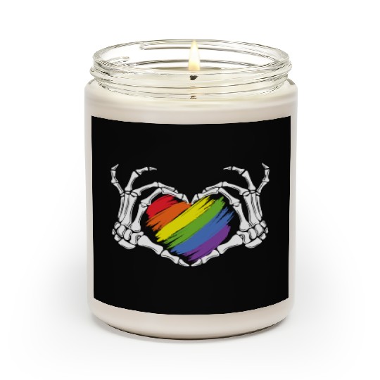LGBT Gay Pride Zombie Skeleton Hand Heart Hallowee Scented Candles