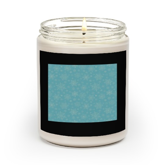 Teal Snowflakes Pattern Scented Candles