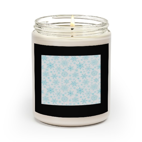 Modern Snowflakes Pattern White Teal Scented Candles