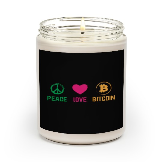 Bitcoin love peace BTC logo Crypto lover Hodl Scented Candles